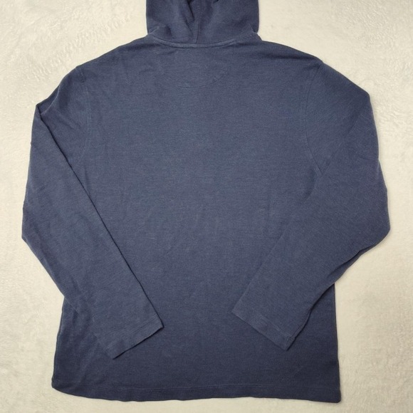 Mizzen+Main Hoodie Mens Medium Blue Henley Pullover Hooded Button 1P0-0408 - Picture 4 of 10